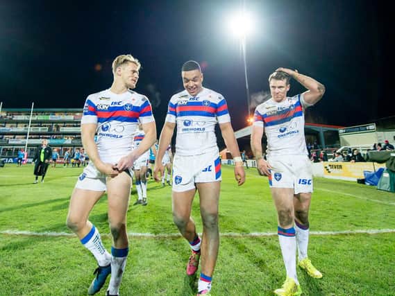 Wakefield's Reece Lyne, centre, has been called up to England for the first time (Allan McKenzie SWPix)