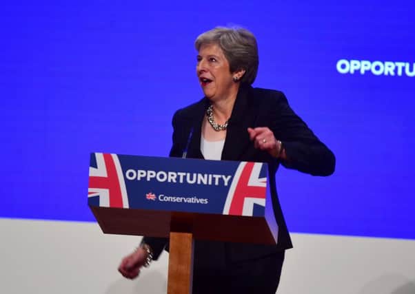 Theresa May danced onto the stage at the Tory conference to deliver her keynote speech.