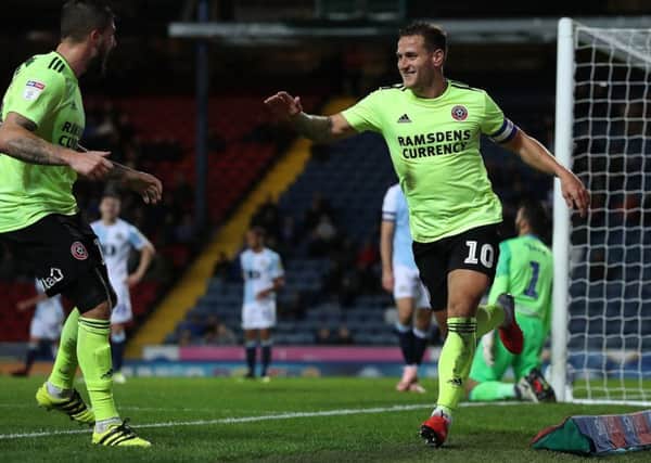 Sheffield United's Billy Sharp celebrates scoring his team's second goal (PIcture: PA)