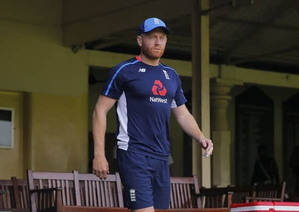England's Jonny Bairstow attends a practice session in Colombo. Picture: AP/Eranga Jayawardena