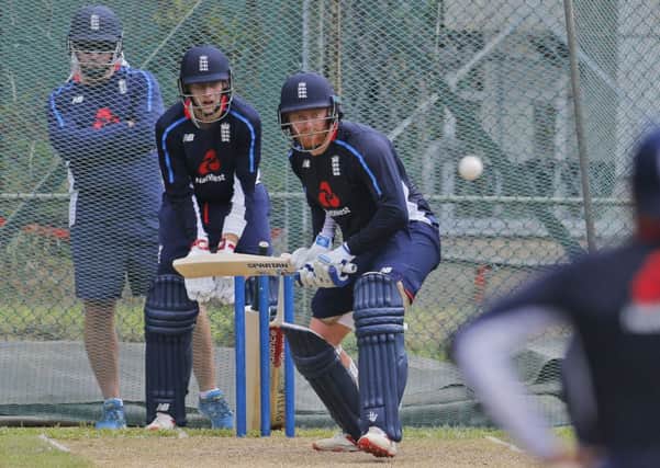 England's Jonny Bairstow bats during a practice session in Colombo, Sri Lanka. (AP Photo/Eranga Jayawardena)