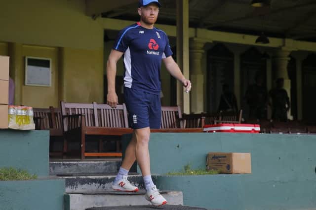 England's Jonny Bairstow attends a practice session in Colombo, Sri Lanka (AP Photo/Eranga Jayawardena)