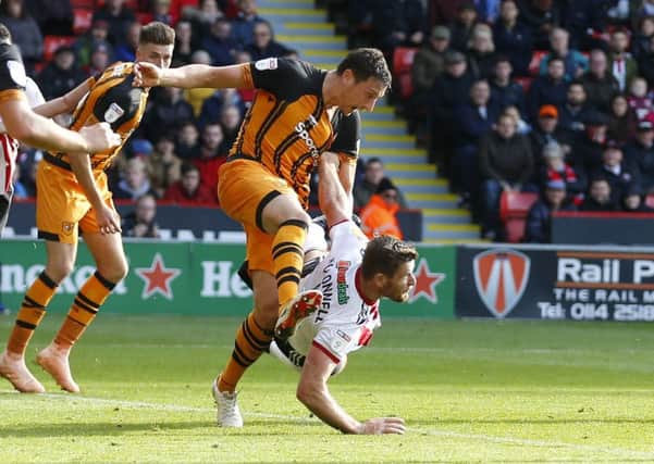 Jack O'Connell of Sheffield Utd is brought down and earns a penalty. Picture: Simon Bellis/Sportimage