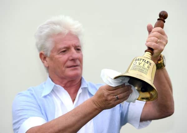 Pageantmaster and Battle's Over organiser Bruno Peek, 67, holds one of the bells that will be used to pay tribute to the World War One fallen. Picture by Joe Giddens/PA Wire.