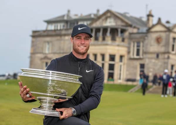 Denmark's Lucas Bjerregaard with the trophy after winning the Alfred Dunhill Links Championship at The Old Course, St Andrews (Picture: Kenny Smith/PA Wire).