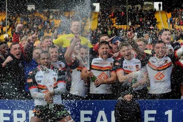 Bradford players celebrate. Picture by Simon Hulme