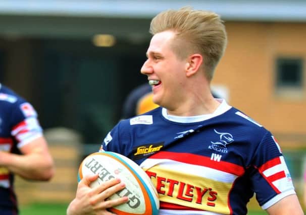 Doncaster Knights' Cameron Cowell sidestepped opponents and dashed more than 30 yards to score against Jersey Reds.