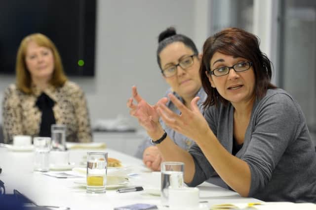 4 October  2018......    Roundtable event at Barclays in Park Row Leeeds focusing on Mental Health in the workplace.
Rosana Rategh (Leeds Mind). Picture Tony Johnson.