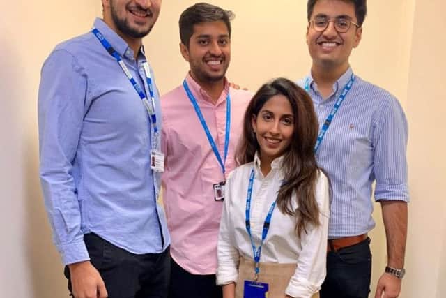 From left, Adil Nayeem, Tejus Patel, Minal Jain and Akshay Kumar.