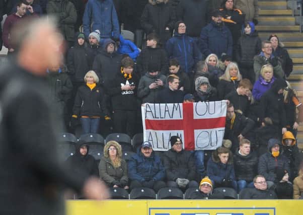 Hull City fans protest against the club's owners during last season's game against Aston Villa. Picture: Tony Johnson.