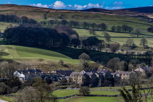 Date: 9th April 2018. Picture James Hardisty. Possible Picture Post/Country Week.  Pictured A view towards rural Dales village of Linton in Craven, located just eight miles north of Skipton, near Grassington with a population of around 176.  Camera Details: Nikon D5, Lens Nikon N 70-200mm,  Shutter Speed 1/250s, Aperture f9.0,  ISO 160.