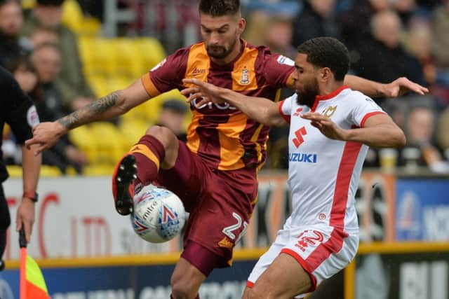 Kai Bruenker scored his first goal in English football but Bradford City succumbed 4-1 to Oldham Athletic (Picture: Bruce Rollinson).