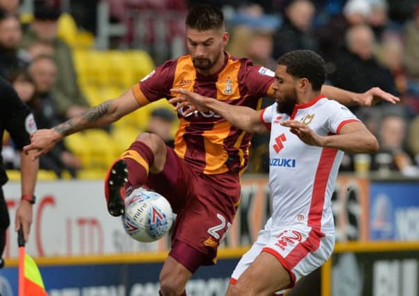Kai Bruenker scored his first goal in English football but Bradford City succumbed 4-1 to Oldham Athletic (Picture: Bruce Rollinson).