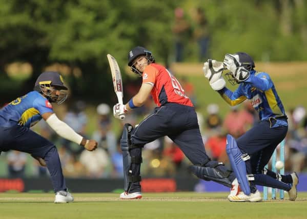 England's Joe Root plays a shot against Sri Lanka.