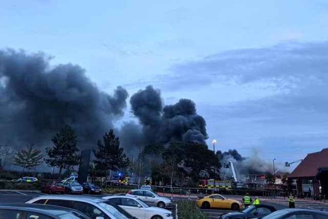 The fire at a B&M store in York. Photo: PA