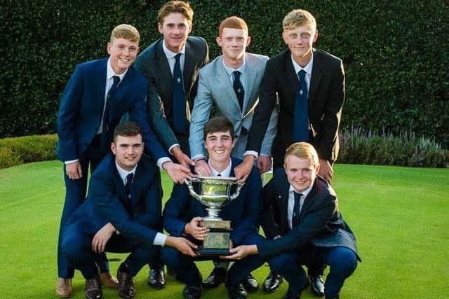 Rotherham's Ben Schmidt, standing far left, with his Yorkshire team-mates after they retained their England Golf boys' crown.