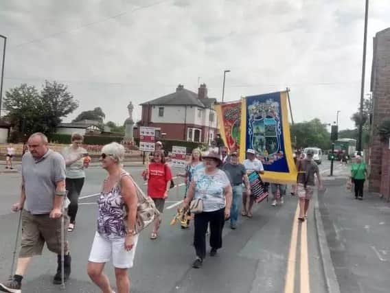 Protesters in Oulton during the summer.