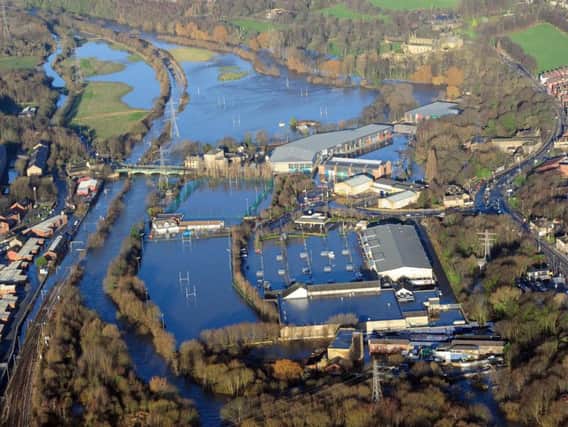 Aerial picture over the Kirkstall Road area of Leeds, West Yorkshire, where flooding has occurred after the monumental amount of rain has caused the river Aire to burst its banks. PIC: Glen Minikin