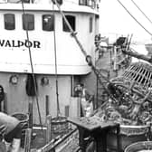 Hull fisherman unloading, March 10, 1978.