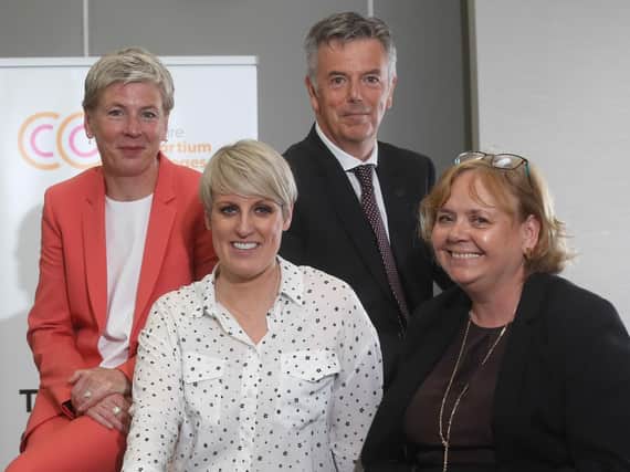 Joanne Patrickson (WYCC Project Director), Ian Billyard (Chair of WYCC), Louise Tearle (WYCC Partnership Director) and Steph McGovern (Broadcaster) Taken at our conference in the summer when The Skills Service was announced to stakeholders.