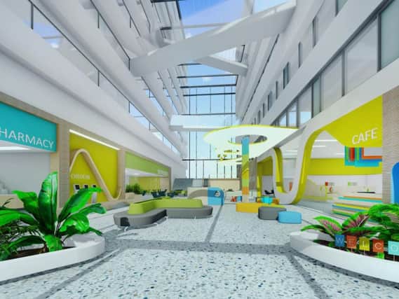 An image of what the inside of the new Leeds Children's Hospital building could look like.