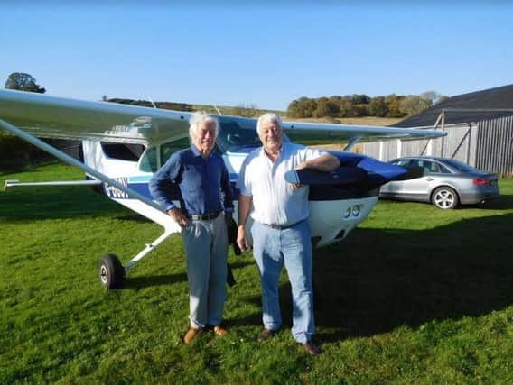 Tony Cook (left) and Richard Lewis as they set off from the Scottish Borders on October 10.