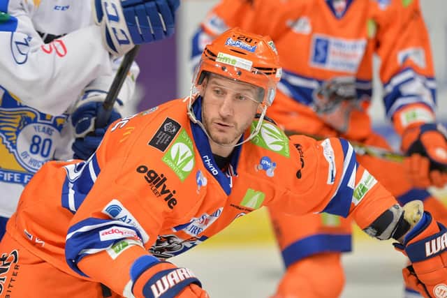 LEADING THE LINE: Sheffield Steelers' captain Jonathan phillips, in action during the 3-1 loss to Fife Flyers on Wednesday night at Sheffield Arena. Picture: Dean Woolley.
