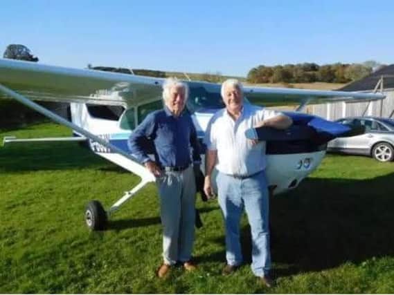 Tony Cook (left) and Richard Lewis as they set off from the Scottish Borders on October 10.