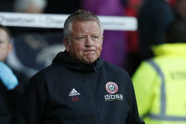 SETBACK: Sheffield United manager Chris Wilder at Pride Park on Saturday. Picture: Simon Bellis/Sportimage