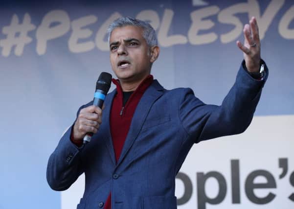 Sadiq Khan addressed the anti-Brexit rally in London on Saturday.