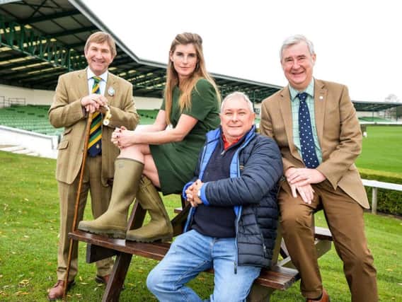 Countryside Live in Harrogate at the weekend brought more than 11,000 through the showground gates where show director Charles Mills (pictured, left) hosted an event which starred shepherdess Amanda Owen, showjumper Geoff Billington and Yorkshire Vet star Peter Wright (all pictured with Mr Mills). Picture: Yorkshire Agricultural Society.