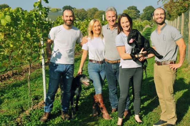 101018   James Townsend (left) and his family   at Upper Dunsforth vineyard . YP Mag.