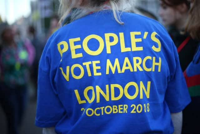 Anti-Brexit campaigners take part in the People's Vote March for the Future in London, a march and rally in support of a second EU referendum. PRESS ASSOCIATION Photo. Picture date: Saturday October 20, 2018. See PA story POLITICS Brexit Protest. Photo credit should read: Yui Mok/PA Wire