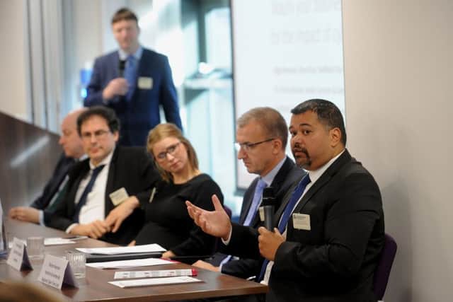Shelton Newsham speaks during the panel debate .Picture by Simon Hulme