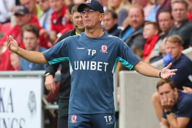 Middlesbrough manager Tony Pulis reacts. (Picture: PA)