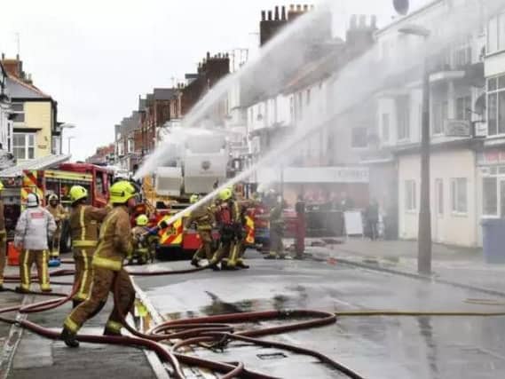 The Londesborough Hotel in West Street on fire. Picture by Paul Atkinson.