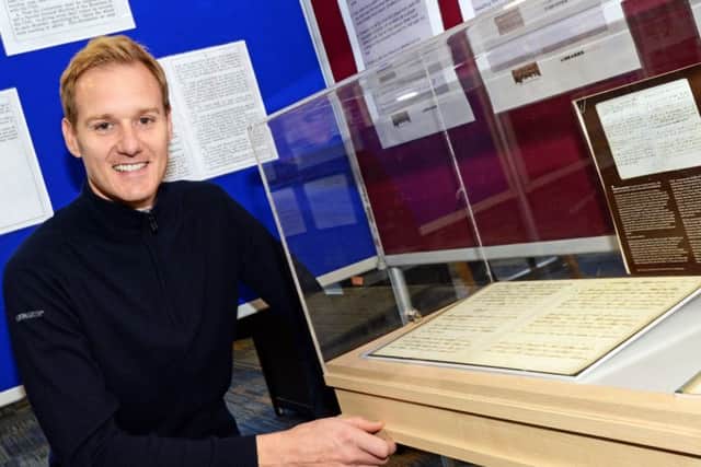 KICK OFF: Sheffield-based BBC sports presenter Dan Walker at the Football Treasures exhibition, which hails the city as the true home of football. PIC: Marie Caley
