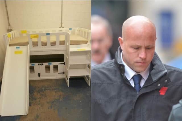 The cot in which a baby died, left, and right, Craig Williams