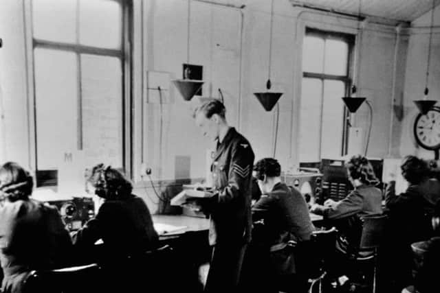 161018 Women working during World War 2 at  GCHQ at Scarborough , an image from the current GCHQ museum.