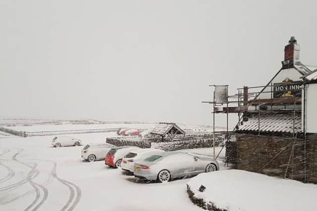 Snow hit the high hills of North Yorkshire on Saturday. Photo: NorthYorkswx/Twitter