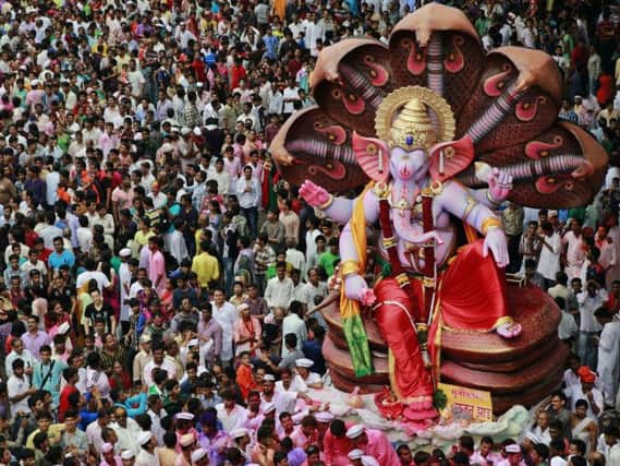 Every year millions of devout Hindus immerse Ganesh idols into oceans and rivers in a 10-day festival in Mumbai, India