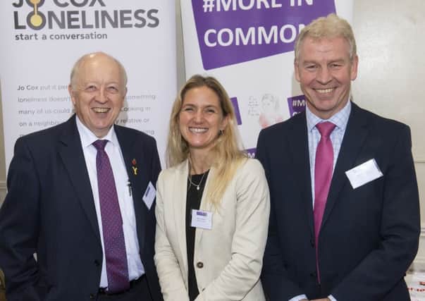 Guest speaker Kim Leadbeater with North Yorkshire County Council Leader Councillor Carl Les (left) and County Council Chief Executive Richard Flinton at the authority's Wider Partnership Conference.