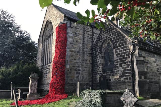 One of the many impressive poppy displays to make the 100th anniversary of Armistice Day. This one is at Otley church