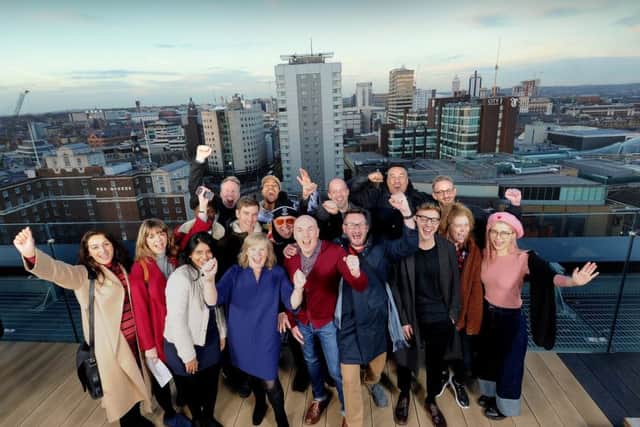 Members of the Channel 4 bid team celebrate the broadcaster's decision to move its HQ to Leeds.