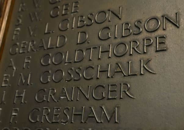 An inscription in the memorial hall at Hymers College in Hull. Jewish men from the city, and others like Leeds, fought in The Great War.