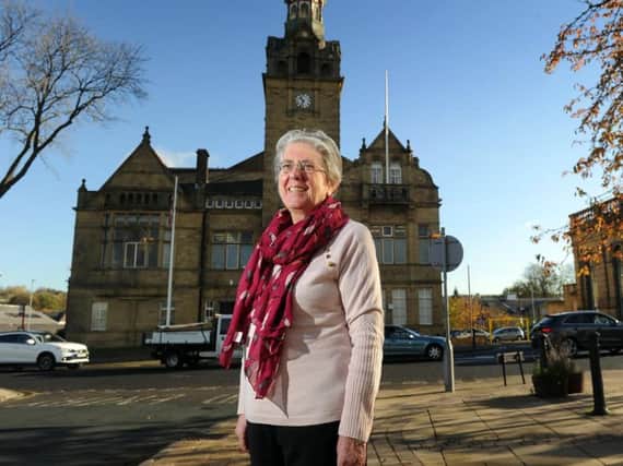 Baroness Kinnock outside the town hall in Cleckheaton, where she has been a councillor since 1987.