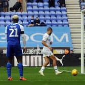 Leeds United's Kemar Roofe taps in what proved the winning goal against Wigan AThletic (Picture: Simon Hulme).
