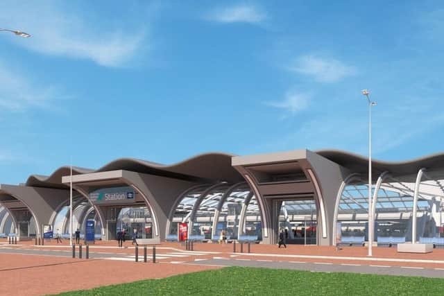 An artists impression of the proposed station at Doncaster Sheffield Airport