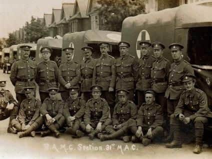 Percy (seated, far right) in the Royal Army Medical Corps.