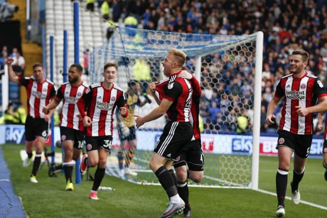 Flashback: Sheffield United's Mark Duffy celebrates his goal on the way to a 4-2 win over Sheffield Wednesday.